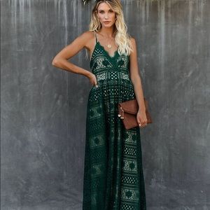 Mosaic Of Fall Lace Maxi Dress - Kelly Green